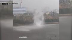 WATCH: Waterspout spins across Brisbane River amid severe storms