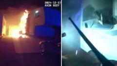 California police rescue man trapped inside burning trailer