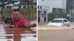 Homes and roads swamped by Brazil floodwaters