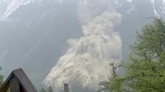 Watch: Moment a glacier collapses down Alps and onto village