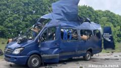 Nine reported killed in Russian strike on civilian bus in Ukraine