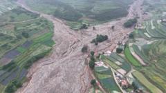 Aerial footage shows devastation after deadly floods in China