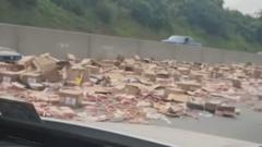 Watch: Hot dog spill clogs US highway