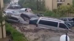 Cars swept away in Bulgaria floods
