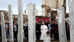 Pope prays at Beirut port blast site on last day of Lebanon visit