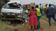 Thirteen schoolchildren killed after bus collides with lorry in South Africa