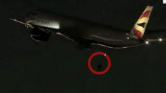 Moment BA plane to London loses wheel after take-off in Vegas