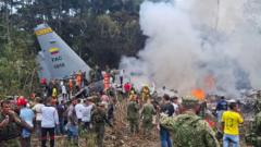Search for four missing soldiers after Colombia plane crash kills 66