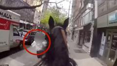 Officer on horseback chases suspect through New York streets