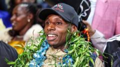 ‘I did not expect it’: Kenya’s Sabastian Sawe welcomed home with jubilant celebrations
